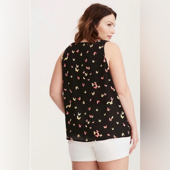 Torrid Butterfly Print Georgette Lace Up Tank Top - Picture 3 of 6
